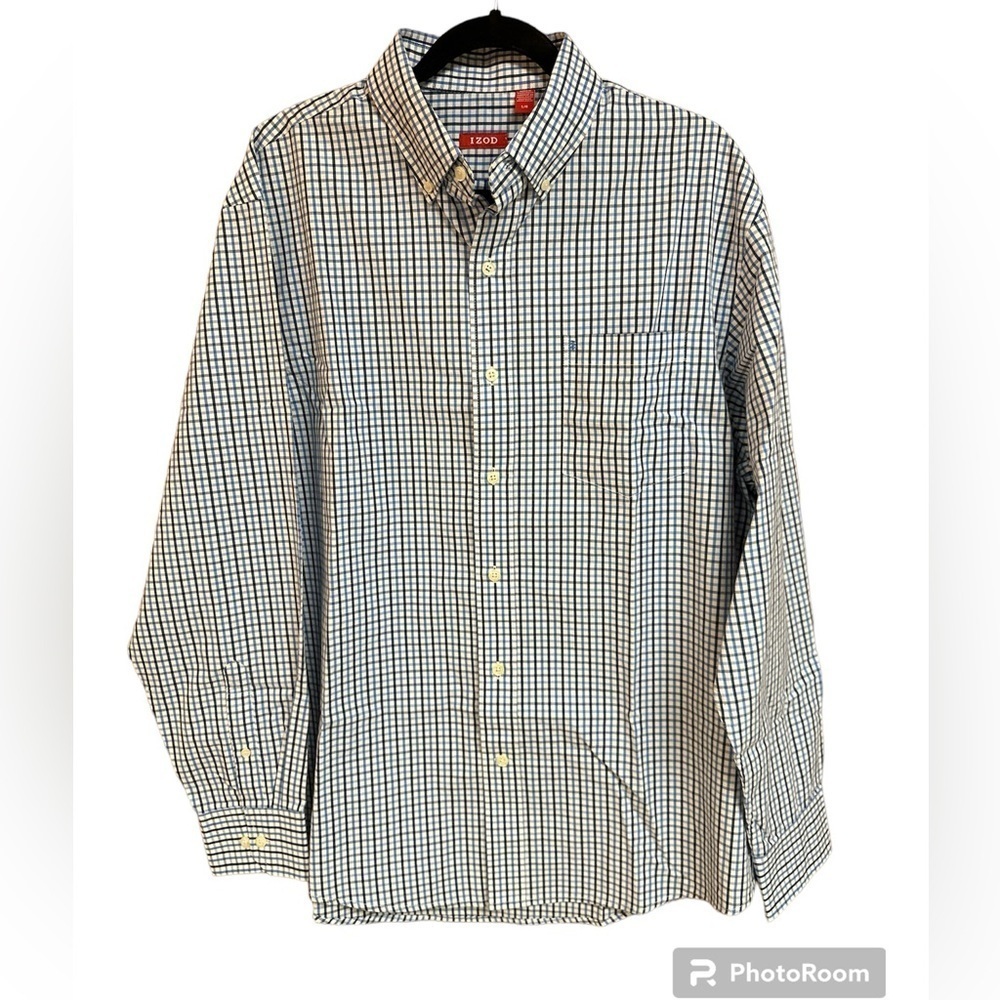 Izod American Dream Blue Stripes Plaid Longsleeved Dress Shirt Large NWT - Picture 1 of 7